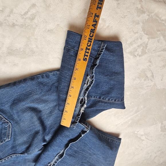 American eagle 8 short real flare Blue Jeans denim heel frayed see pics - Picture 9 of 12